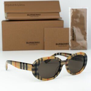 Burberry Girls Sunglasses Vintage Check Brown Oval JB4339 377873 NEW AUTHENTIC